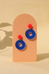 Ohrschmuck Colorblock Circle Firered Blue