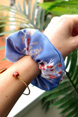 Scrunchie CHIUCHOU GEORGIA - Satin Babyblue and Terracotta