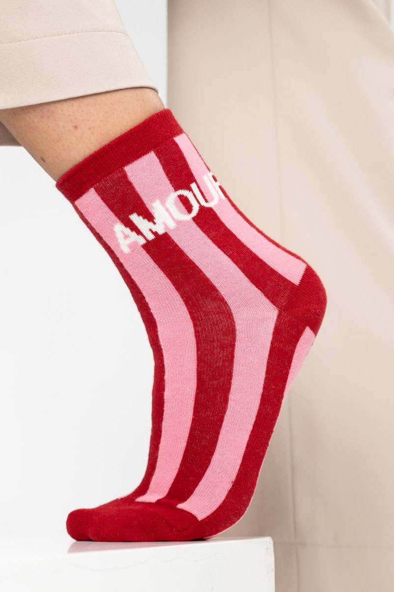 amour socken rot rosa