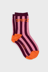 gestreifte socken mit text aperol bordeaux rosa und orange