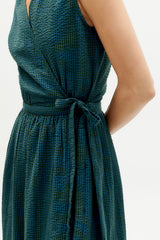 Kleid Checks Seersucker Amapola Bottle Green