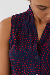 Bluse Op Dot Print Top Blau Muster