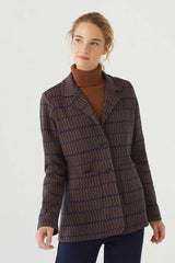 Blazer Jacquard Pockets Wheat Field Navy Blau