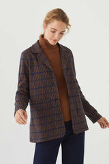 Blazer Jacquard Pockets Wheat Field Navy Blau