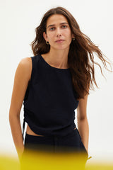 Top Dark Seersucker Florence Navy