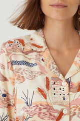 Bluse Wheat Hills Print Lapel Shirt Ecru Creme