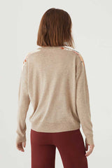 Pullover With Front Woven Dark Beige