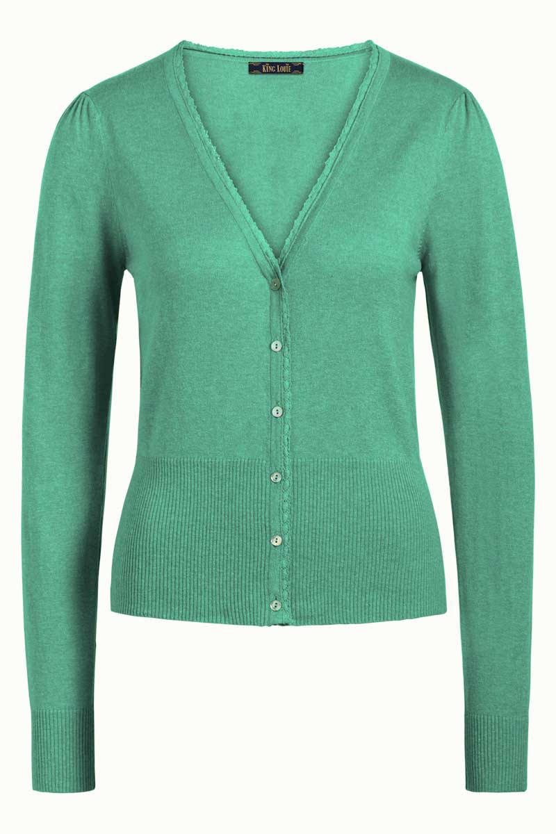 Strickjacke V-Ausschnitt Cocoon Opal Grün von King Louie Bild 4