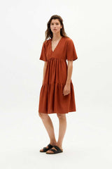 Kleid Hemp Fresia Dress Clay Red